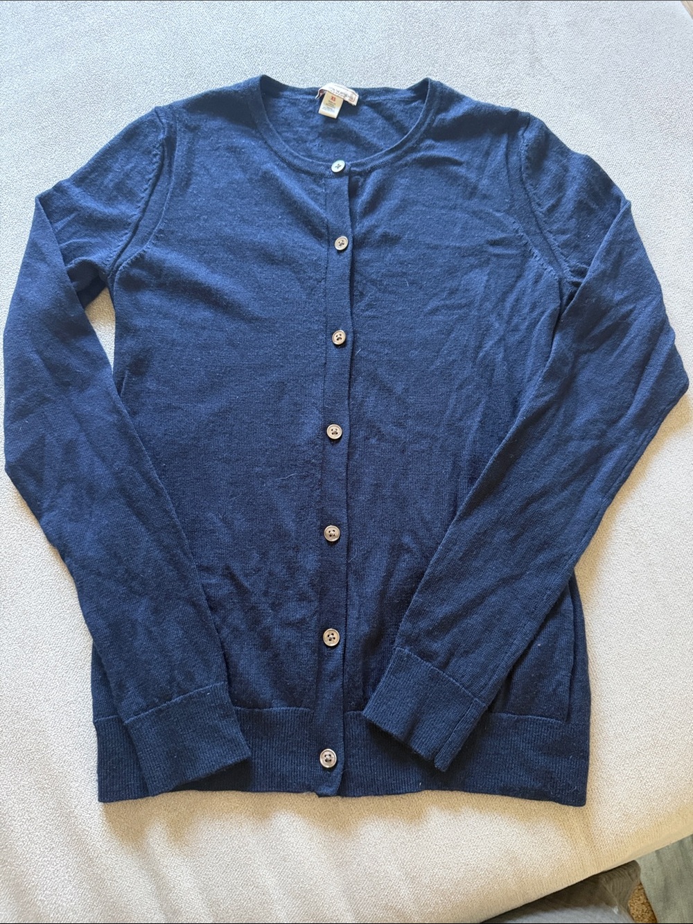 GAP Navy Button-Up Extra Fine Merino wool Cardigan